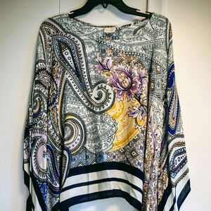 Chico's Vibrant Paisley Print Poncho